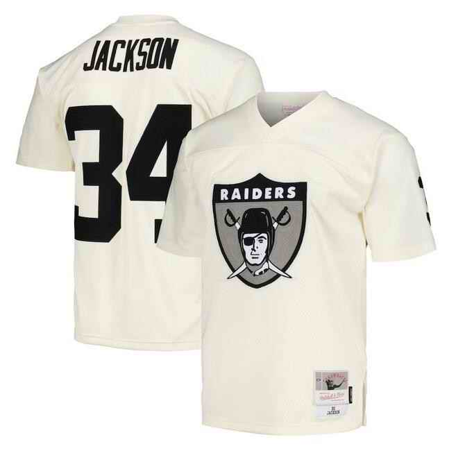 Men's Las Vegas Raiders #34 Bo Jackson Cream Stitched Jersey